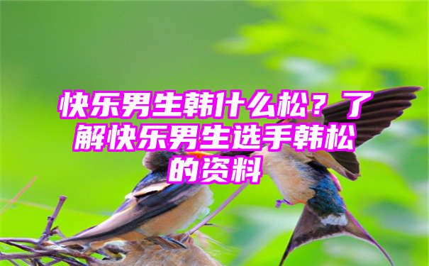 快乐男生韩什么松？了解快乐男生选手韩松的资料