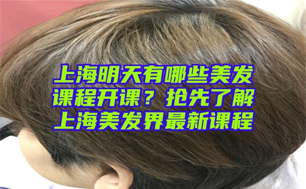 上海明天有哪些美发课程开课？抢先了解上海美发界最新课程