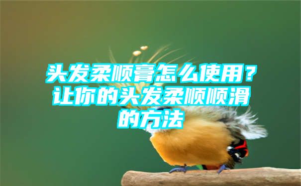 头发柔顺膏怎么使用？让你的头发柔顺顺滑的方法